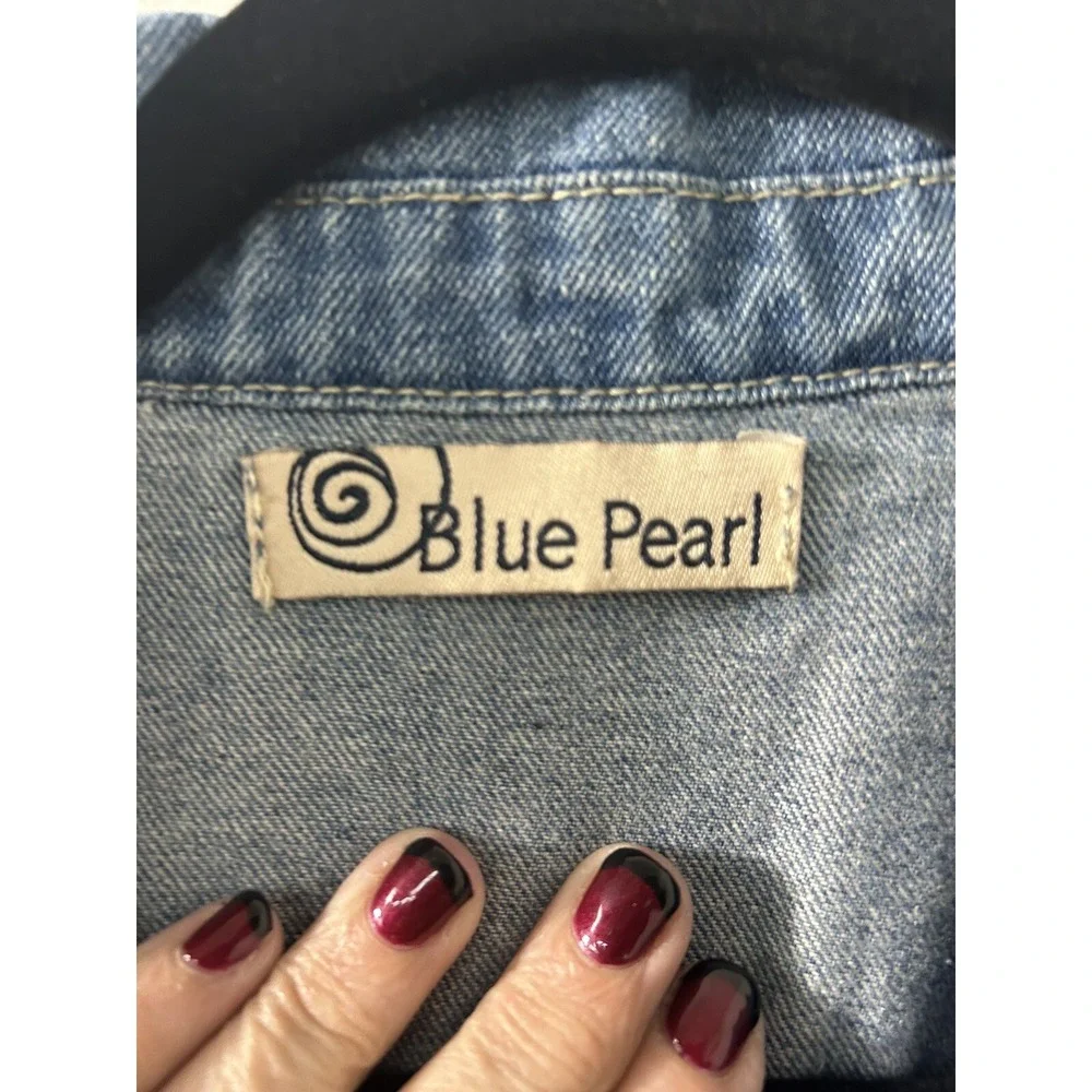 Blue Pearl Kids Denim Trucker Jacket Medium Wash Blue Cotton‎ Rayon Size 2XL